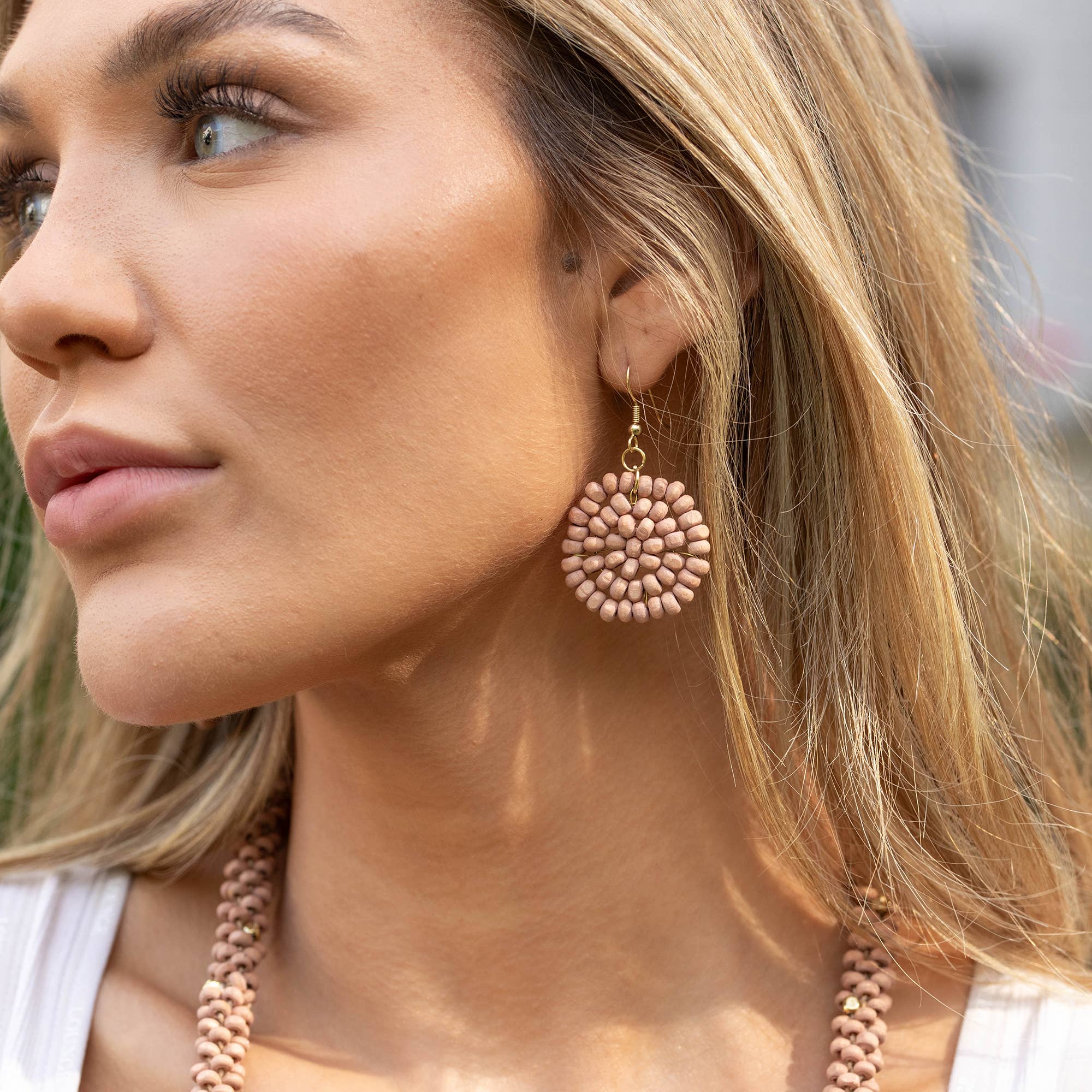 Sachi Chromatic Hues Circle Earrings  - Peach