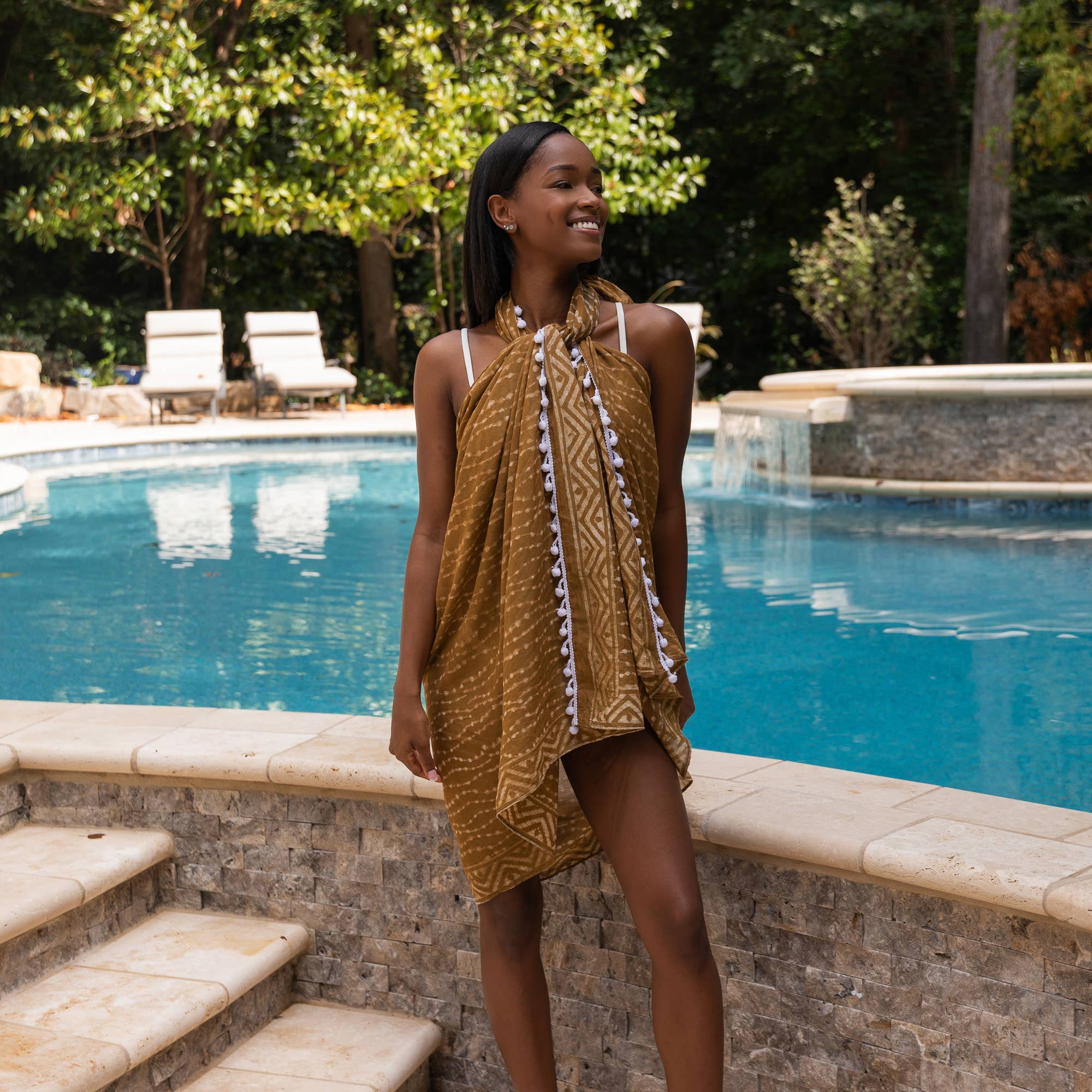 Handcrafted Cotton Sarong - Olive Rain