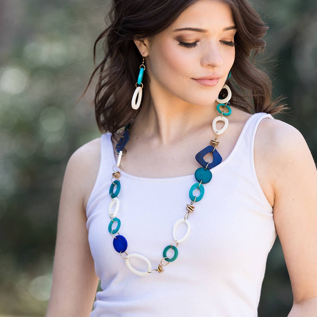 Omala Azure Coast Collection Necklace - Links and Brass