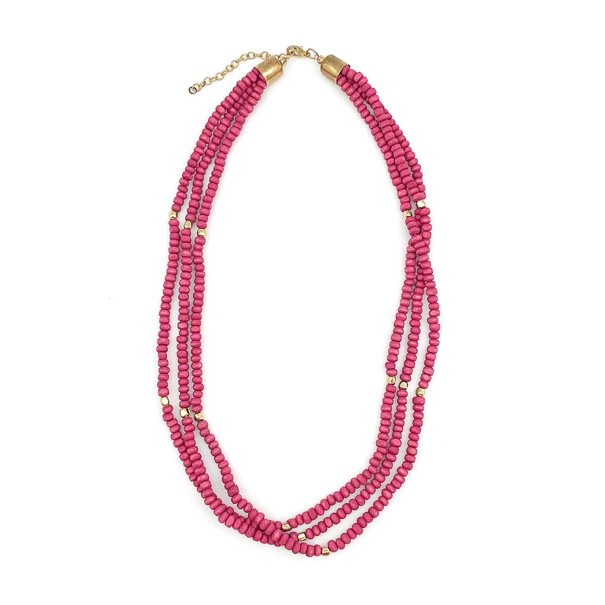 Sachi Chromatic Hues - Fuschia Short Multi-Strand Necklace