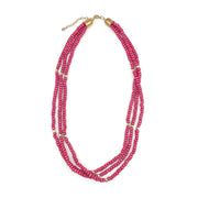 Sachi Chromatic Hues - Fuschia Short Multi-Strand Necklace