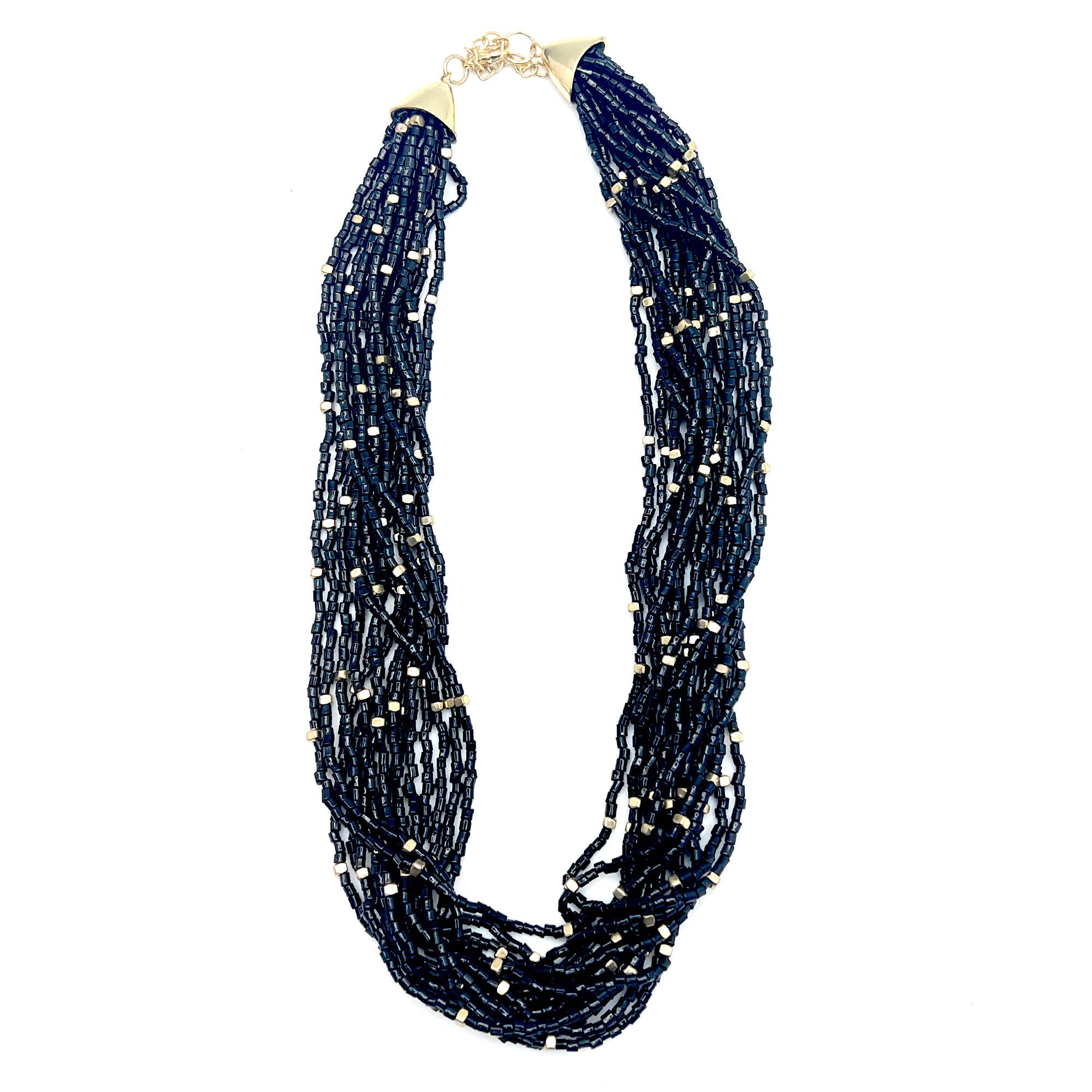 Seed Bead Multi-Strand Bib Necklace - Multiple Color Styles