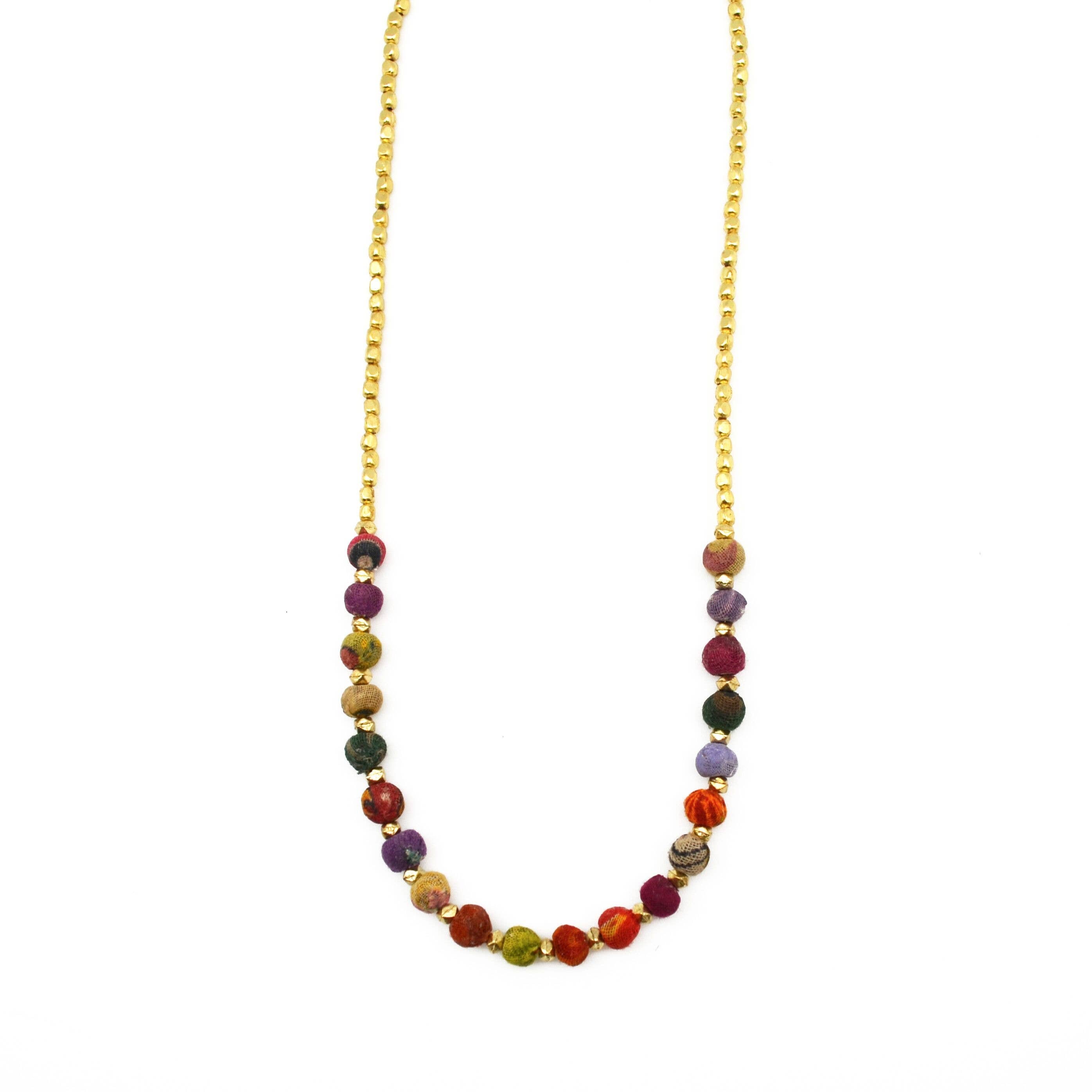 Aasha Nuggets Short Kantha Beaded Handcrafted Necklace