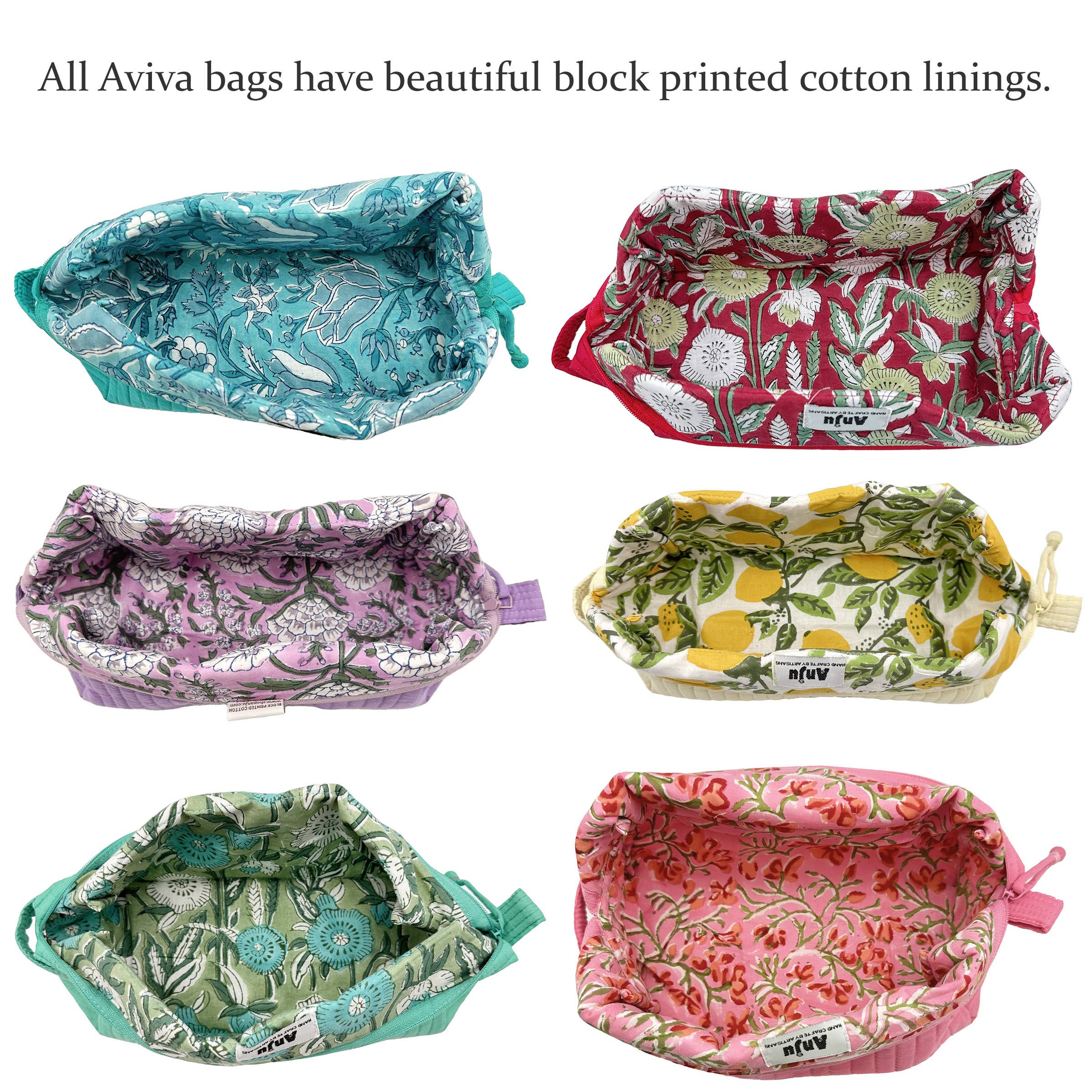 Aviva Collection - Quilted Solid Cotton Travel Pouch