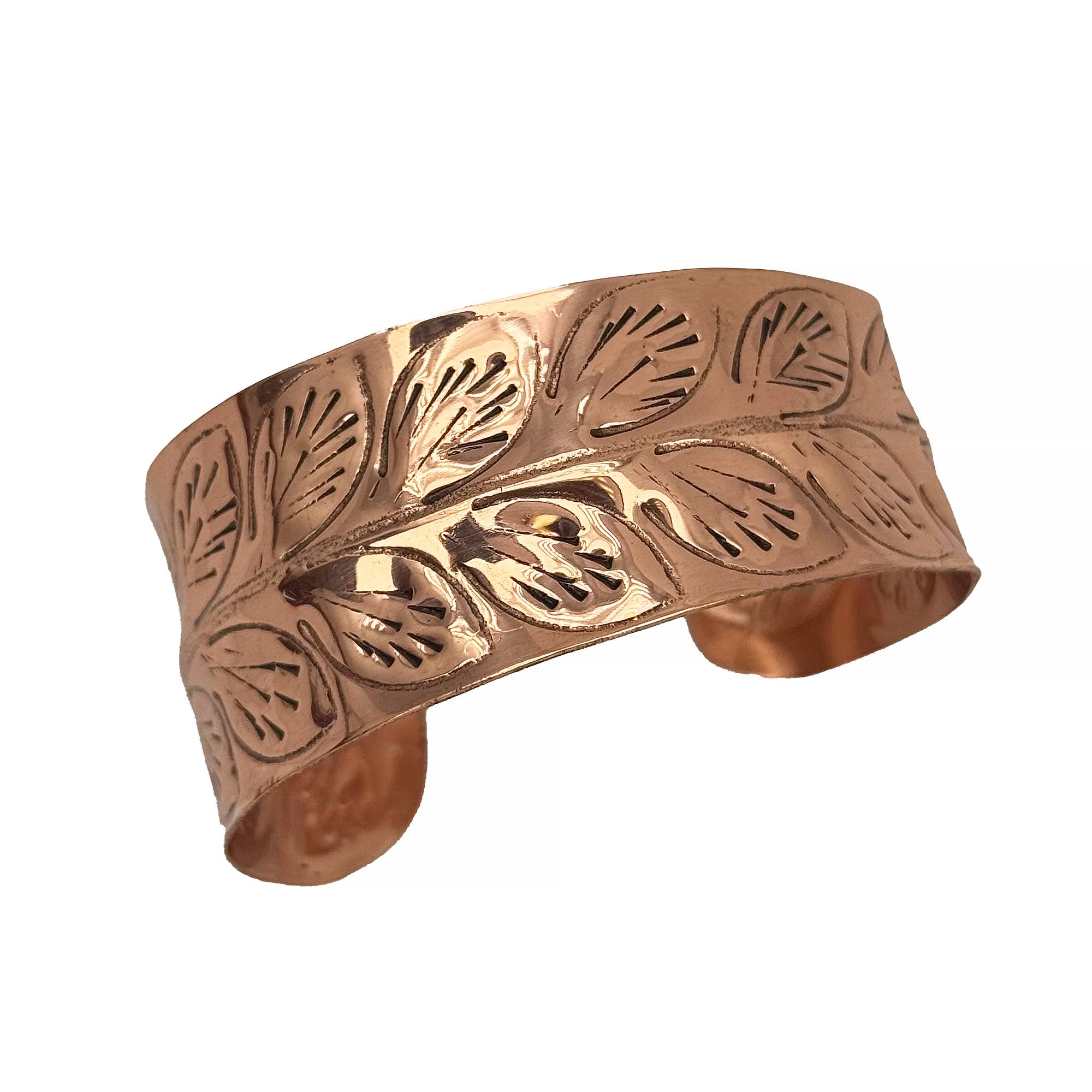 Handcrafted Leaf Trail Copper Cuff
