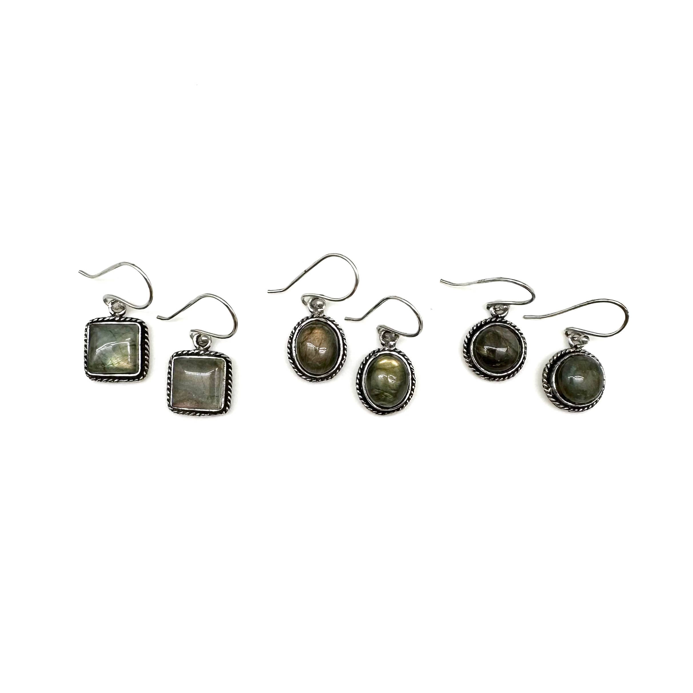 Handcrafted Semiprecious Small Stone Earrings - Labradorite