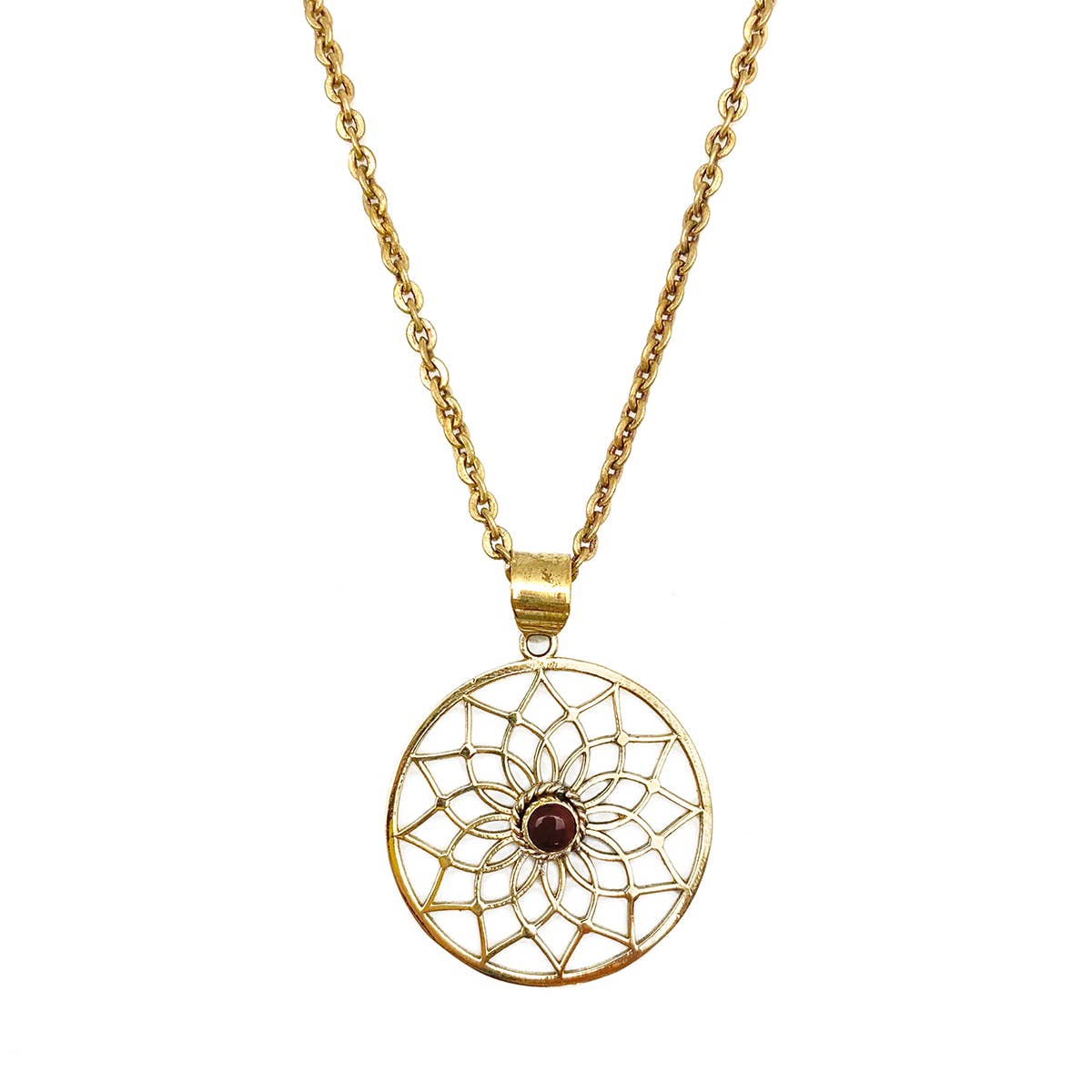 Tanvi Collection Necklace - Gold Petals with Garnet