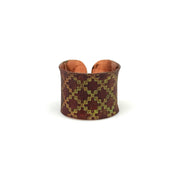 Copper Patina Ring - Chartreuse Tile Pattern