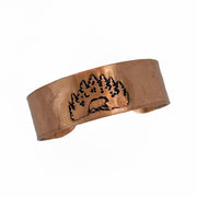 Etched Bear with Tree Outline Copper Bracelet