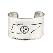 Silver Adjustable Cuff Bracelet - Tennessee with Tri-Star