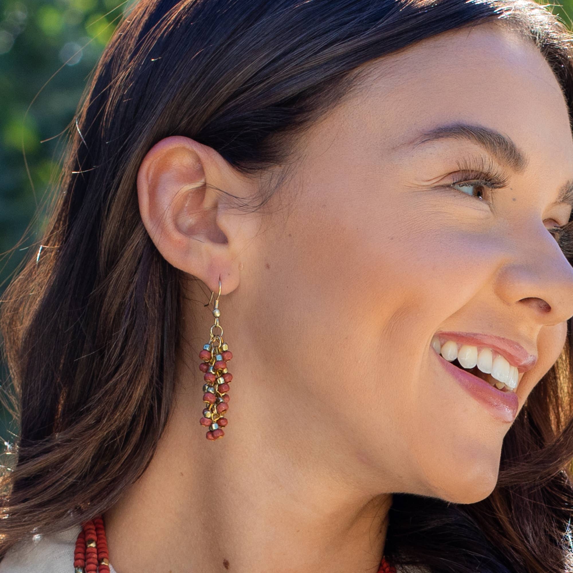 Sachi Chromatic Hues - Orange Dangle Cluster Earrings