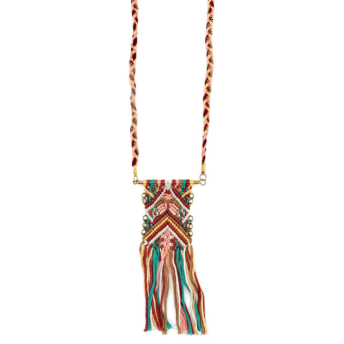 Sachi Warp & Weft Collection Necklace - Woven Fabric Fringe