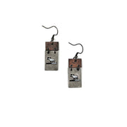 Pewter Earrings - Moose in Rectangle
