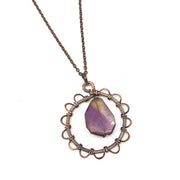 Handcrafted Amethyst Stone Flower Wire Wrap Necklace