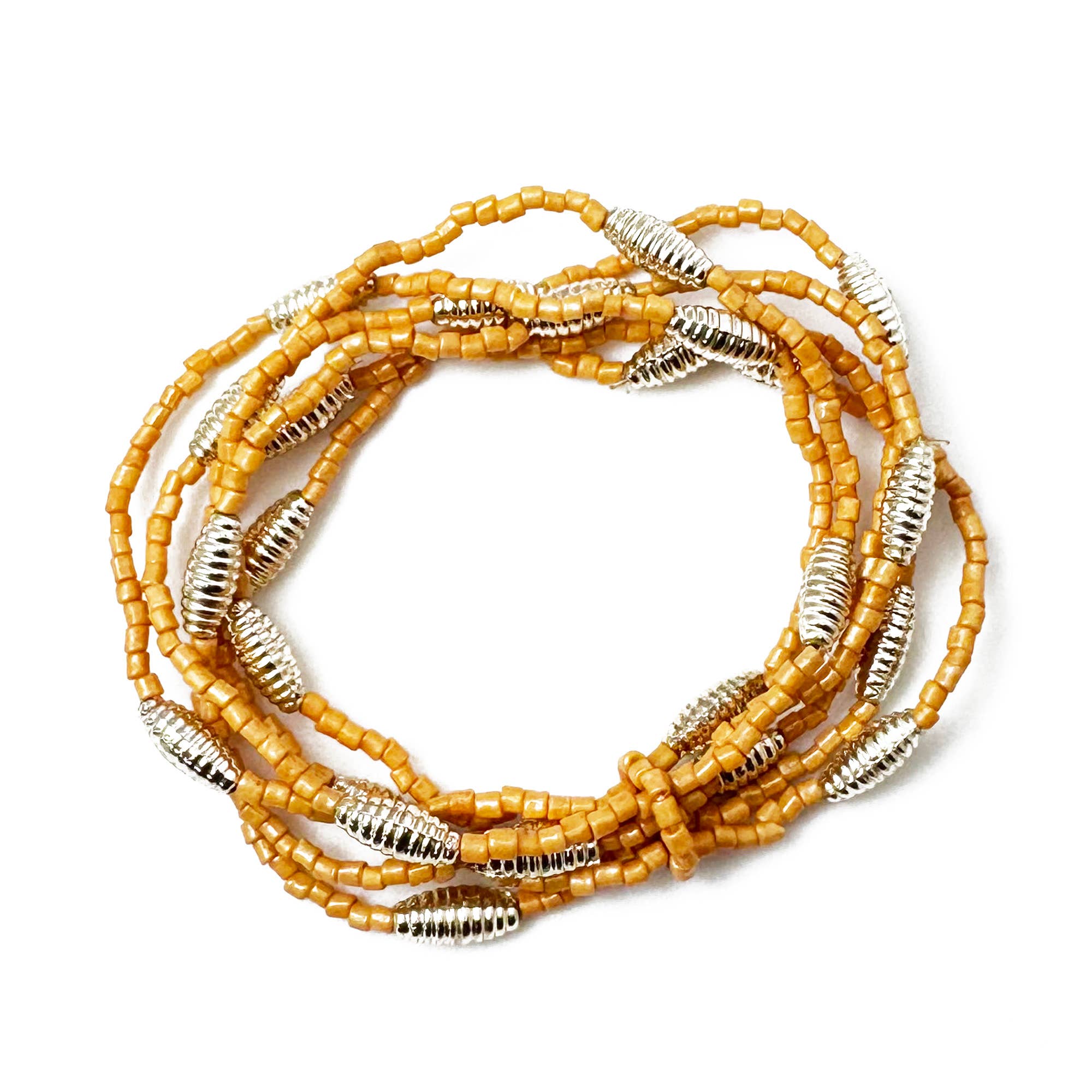 Seed Bead Stretch Bracelet - Tan