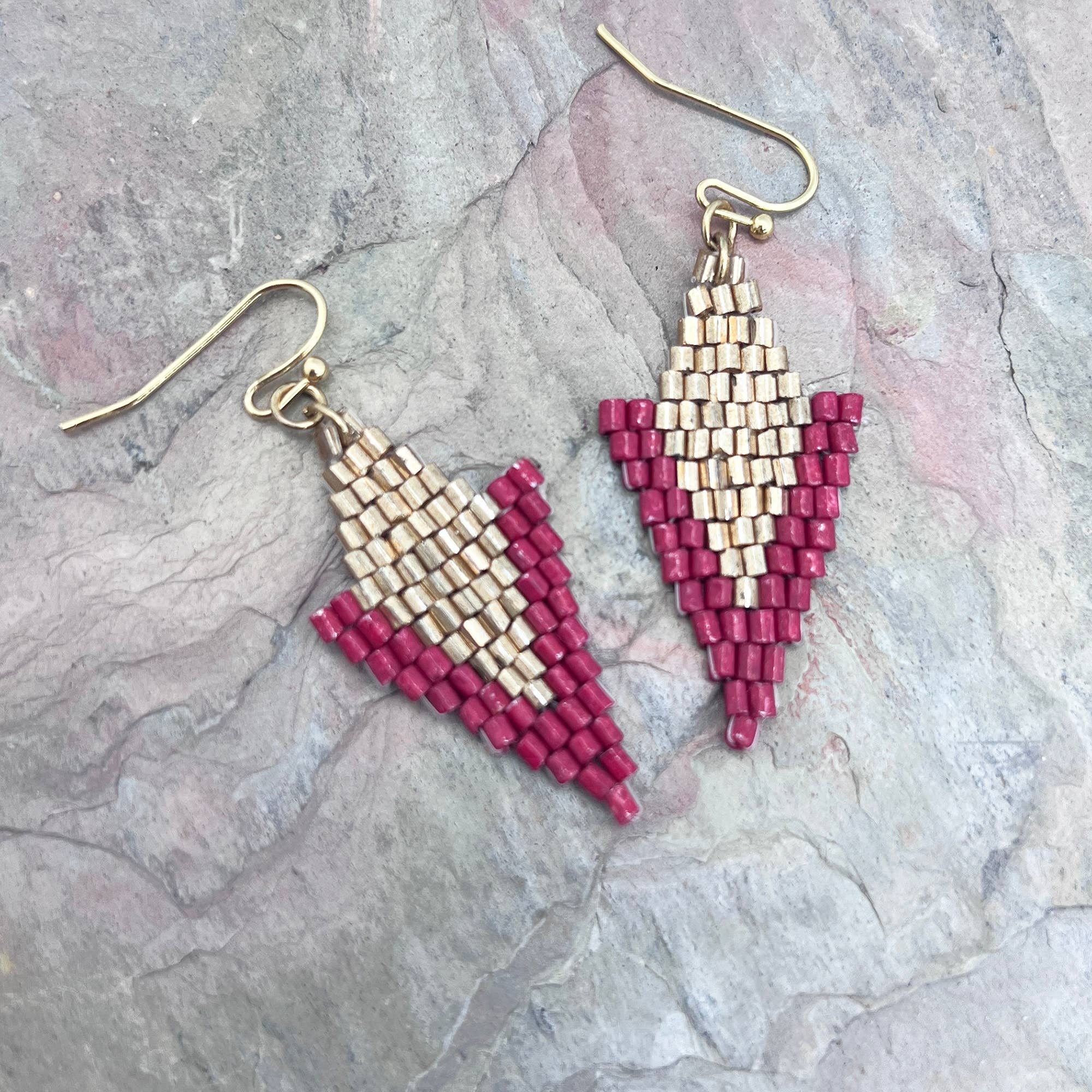 Seed Bead Arrowhead Earrings - Multiple Color Styles