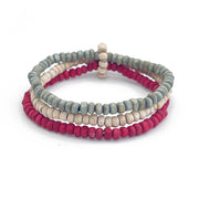Prismatic Hues Stretch Bracelet - Gray, Crimson, White
