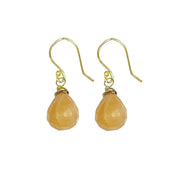 Gold-Plated Yellow Aventurine Teardrop Earrings