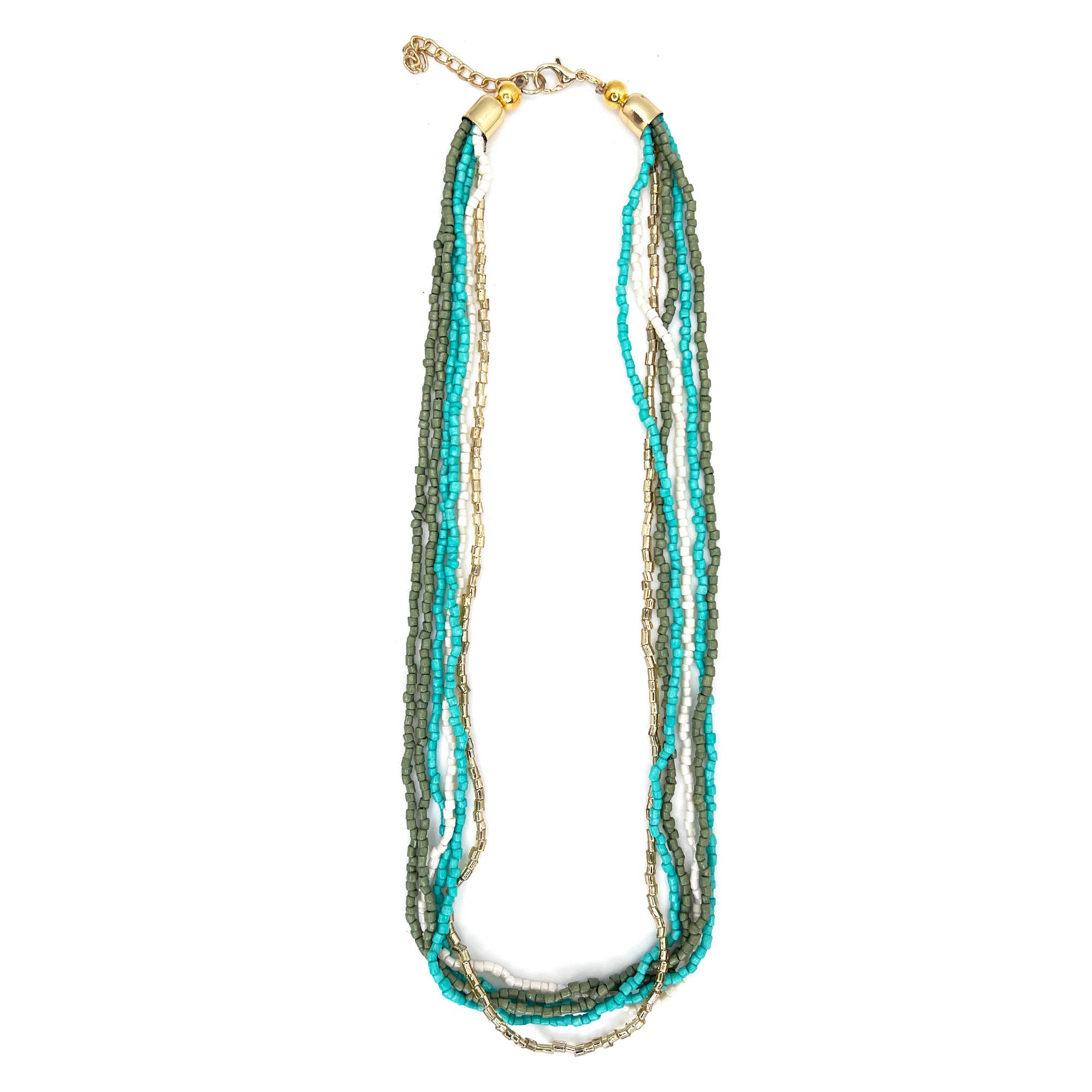 Seed Bead Multi-Strand Bib Necklace - Multiple Color Styles