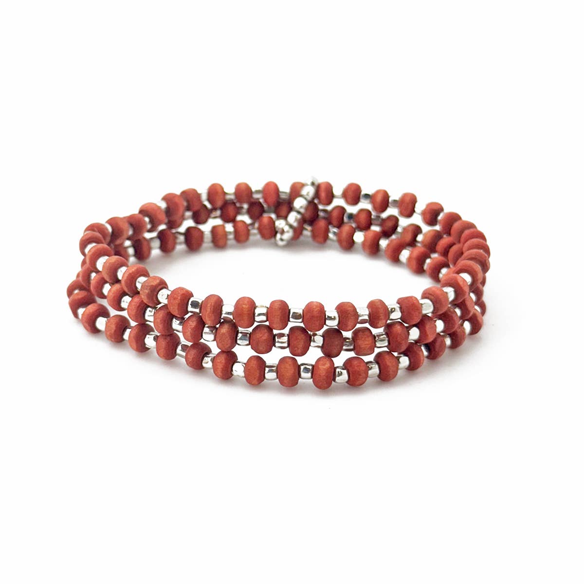 Sachi Wood Bead Wrap Bracelet - Red