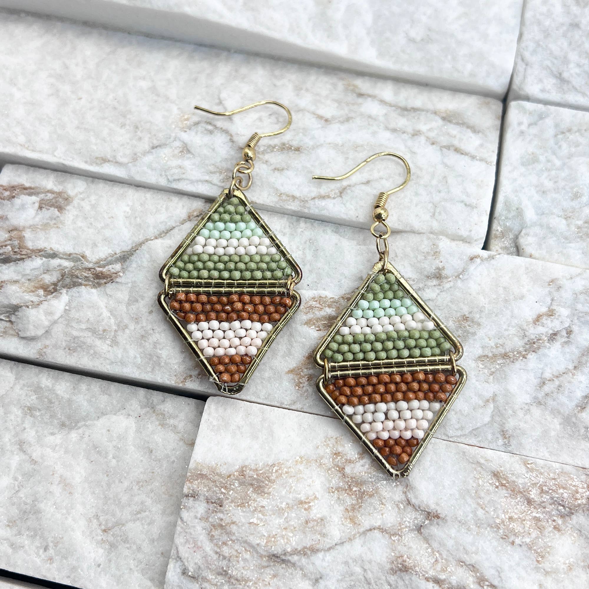 Seed Bead Layered Triangles Earrings - Multiple Color Styles