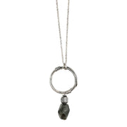 Banjara Antiqued Ring Necklace with Labradorite Stone