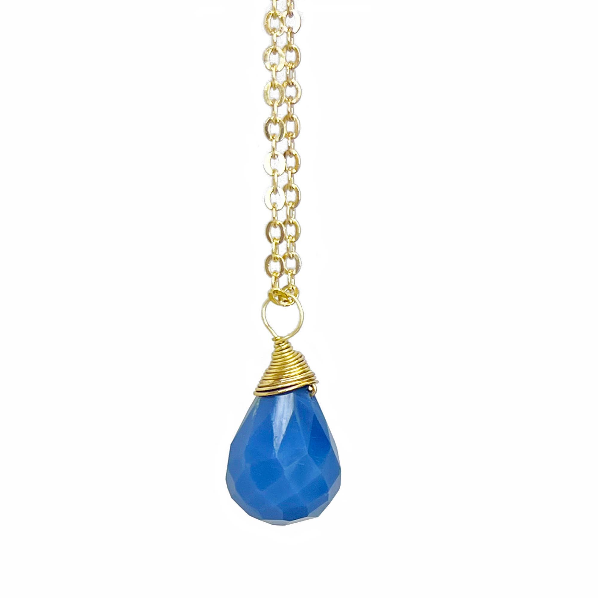 Gold-Plated Chalcedony Teardrop Necklace