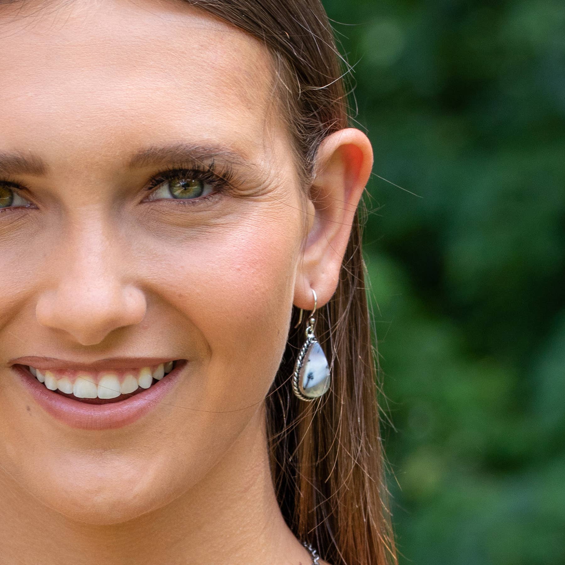 Handcrafted Semiprecious Stone Earrings - Dendritic Opal