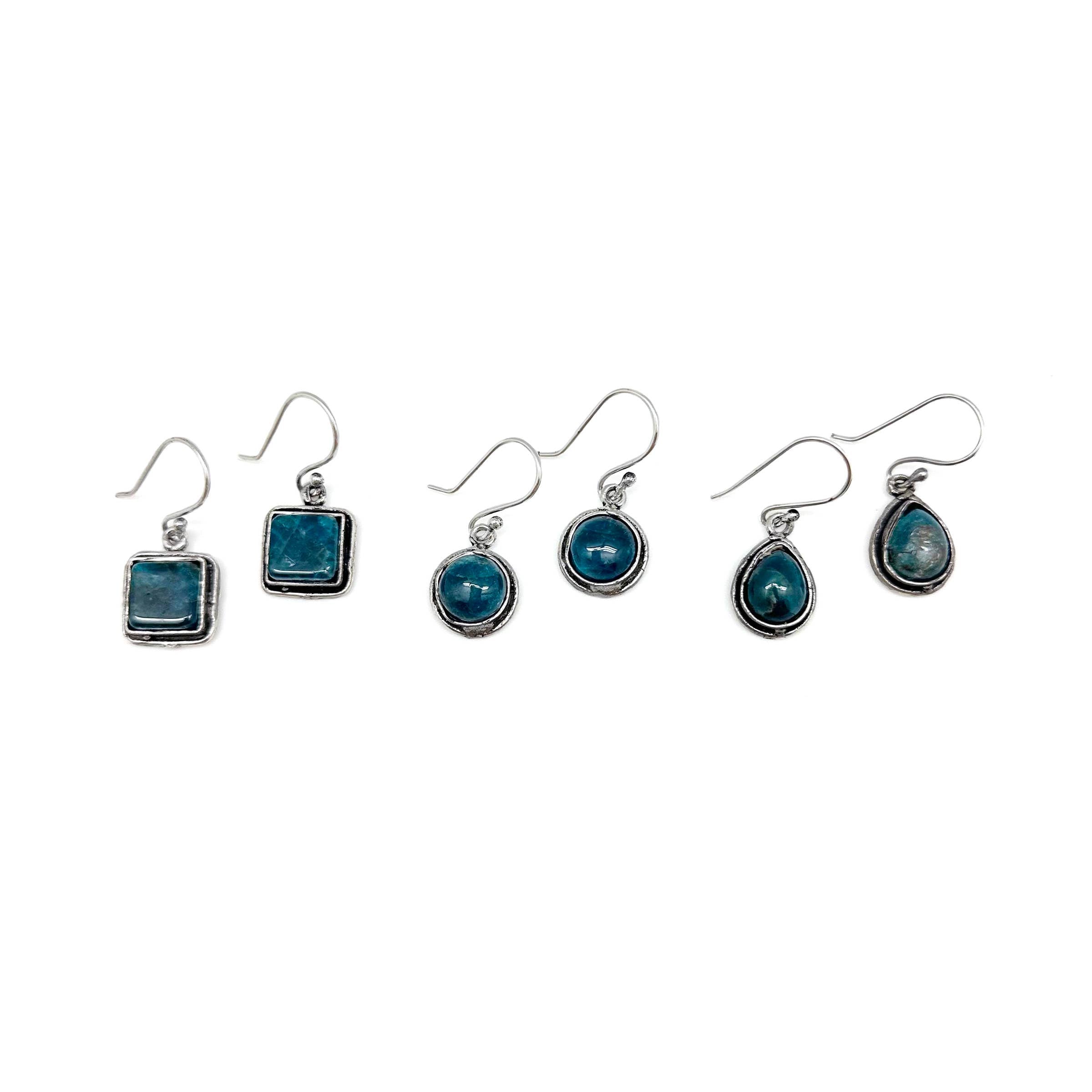 Handcrafted Semiprecious Small Stone Earrings - Apatite
