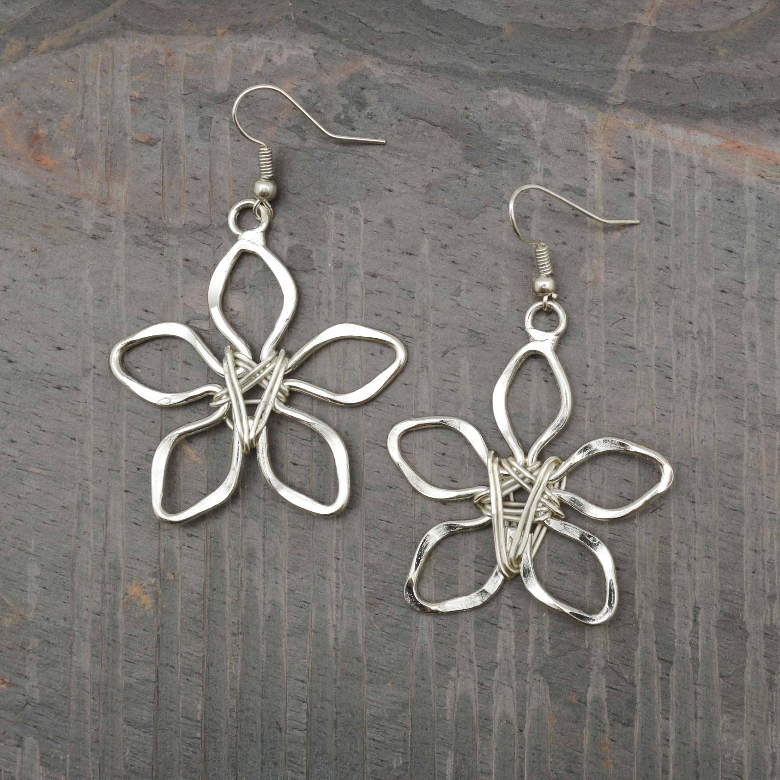 Silver Plated Earrings - Star Flower
