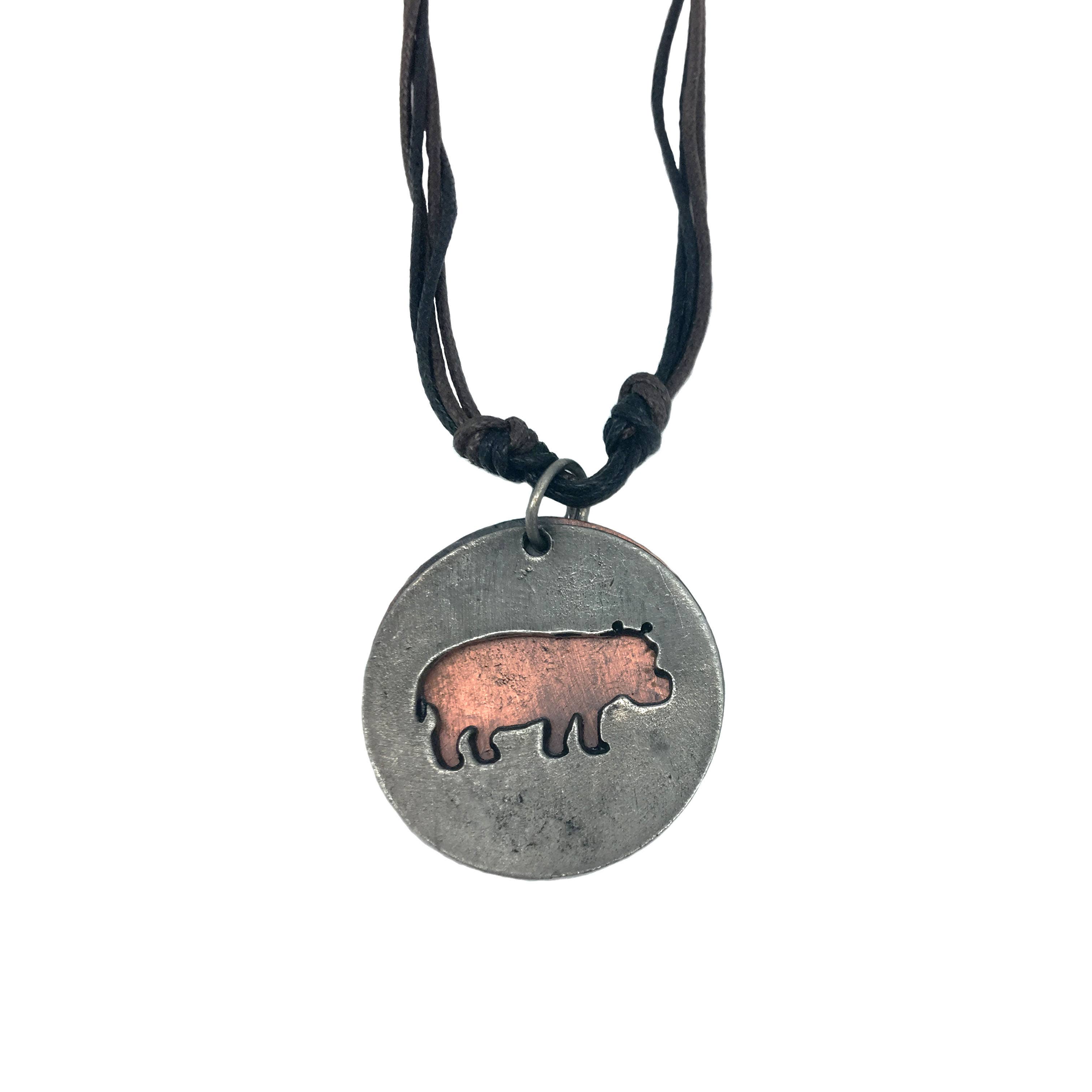 Pewter Necklace - Hippo