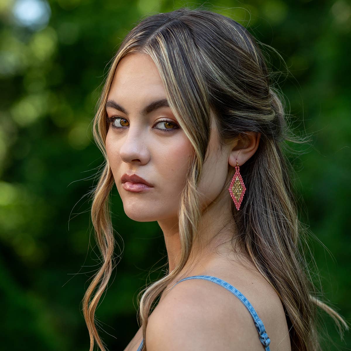 Seed Bead Diamond Shaped Earrings - Multiple Color Styles