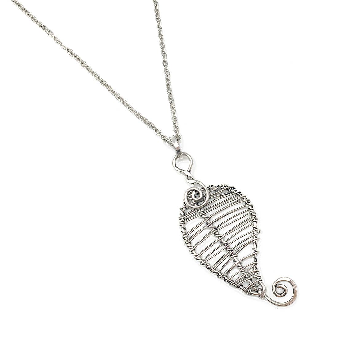 Banjara Wire Wrapped Silver Leaf Necklace