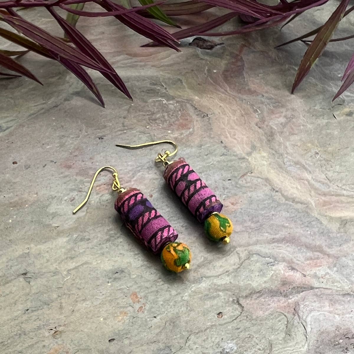 Aasha Long Oval Beaded Earrings