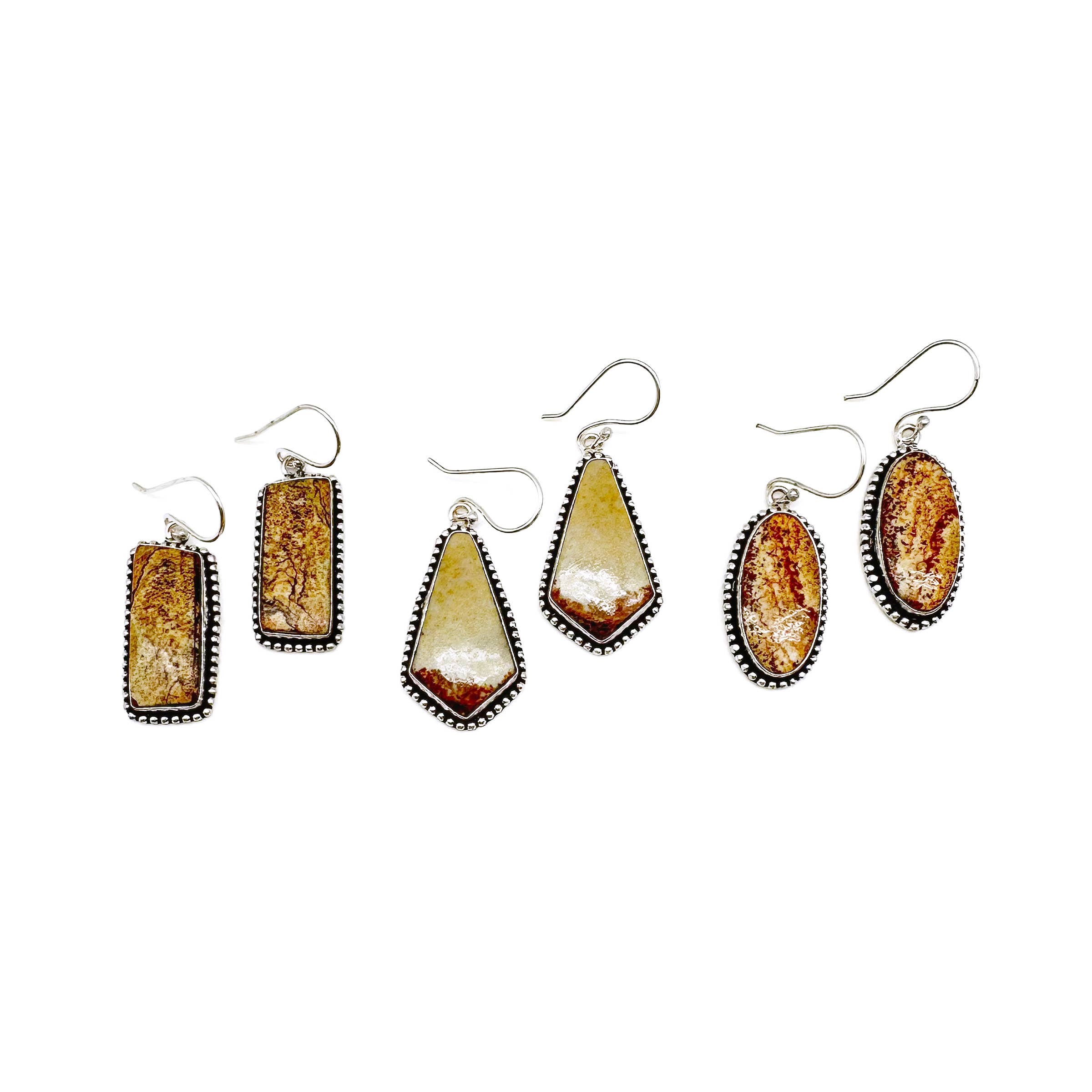 Handcrafted Semiprecious Stone Earrings - Picture Jasper