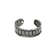 Basketweave Antique Silver Braided Edges Woven Cuff