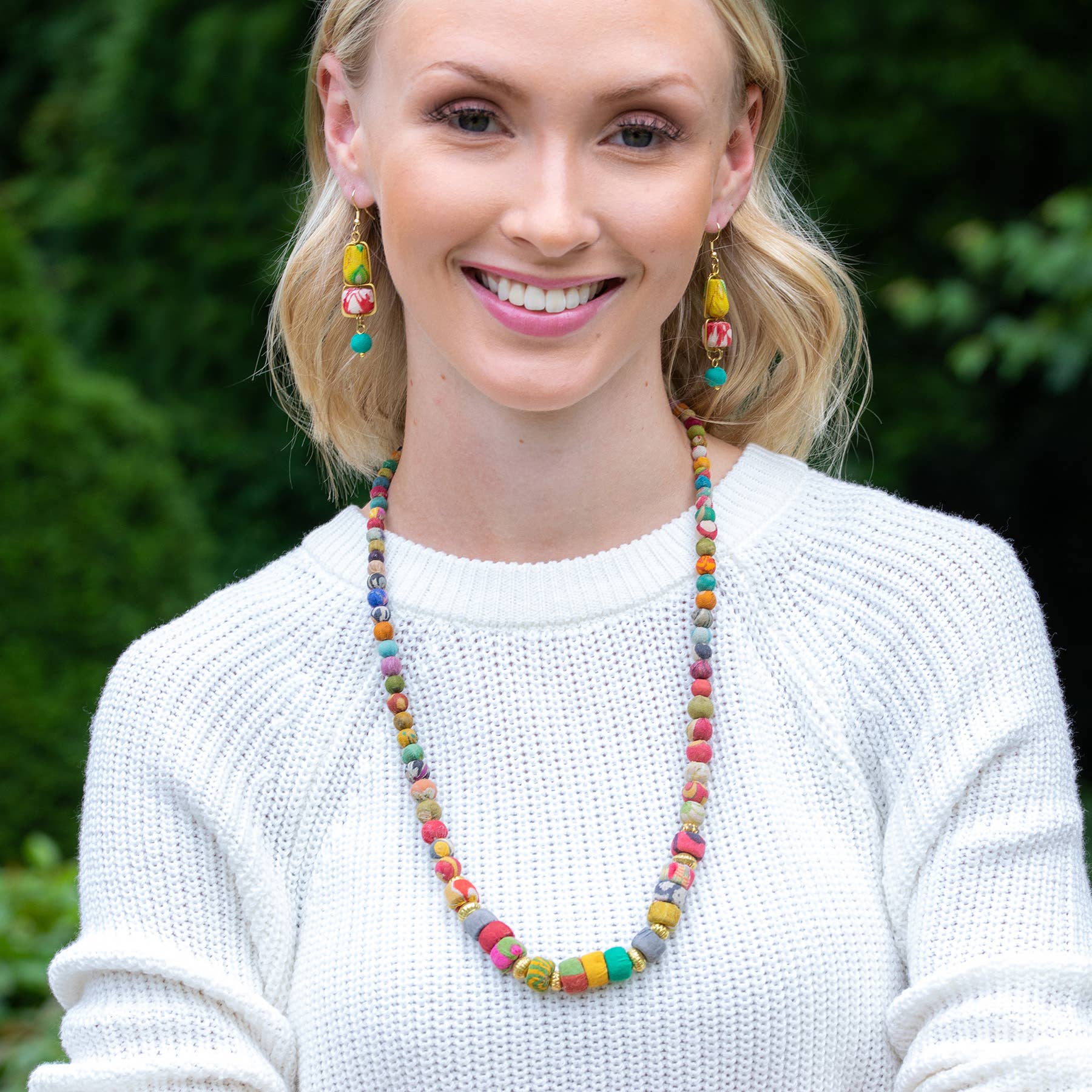 Aasha Small Round to Medium Kantha Handcrafted Necklace