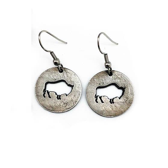 Pewter Earrings - Bison