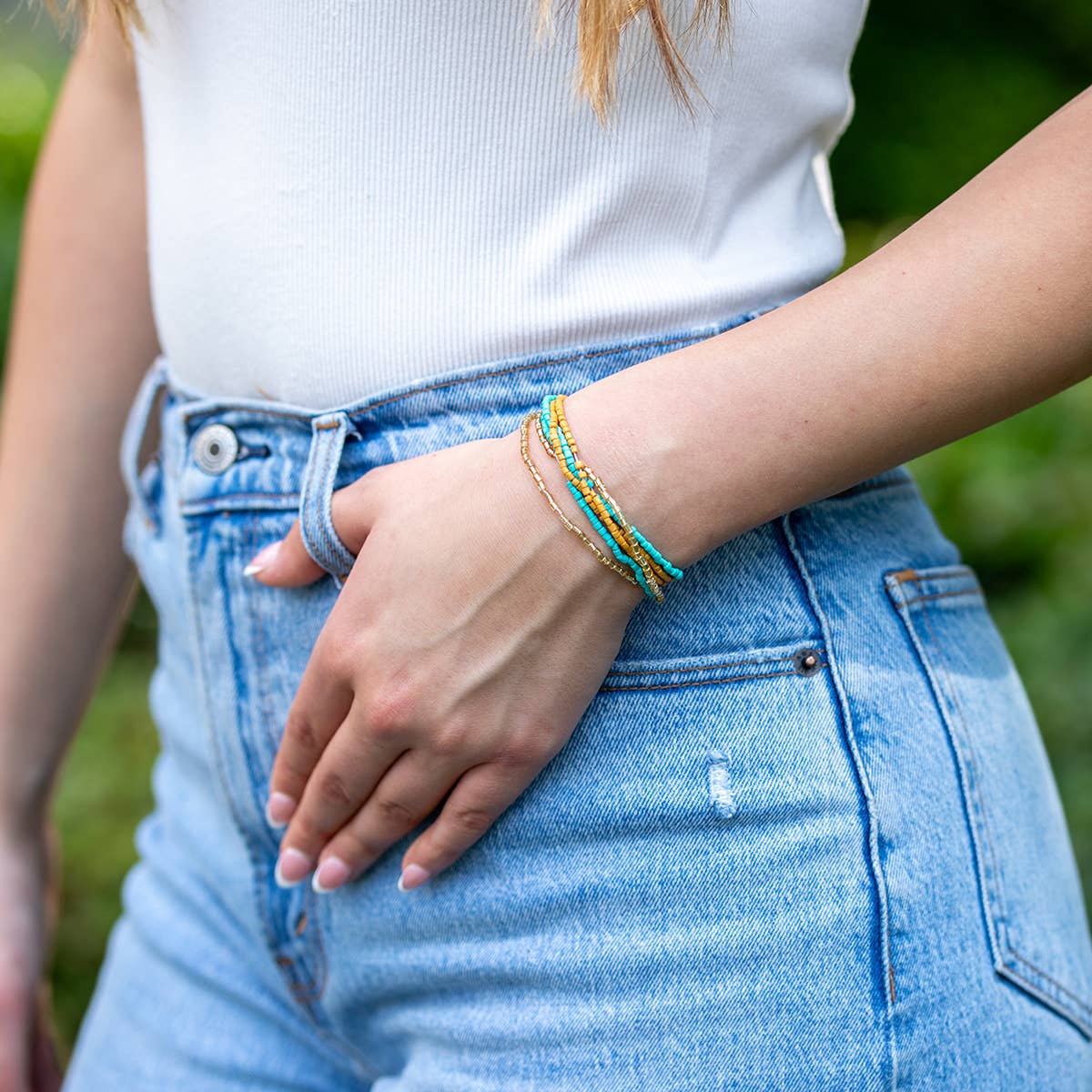Seed Bead Stretchy Bunch Bracelets - Multiple Color Styles