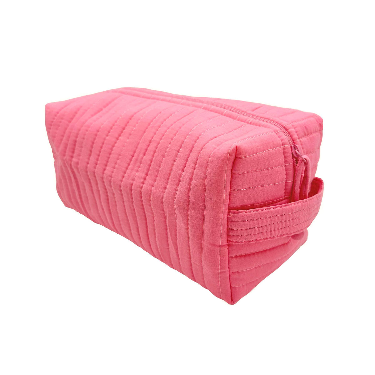 Aviva Collection - Quilted Solid Cotton Cosmetic Bag - Pink