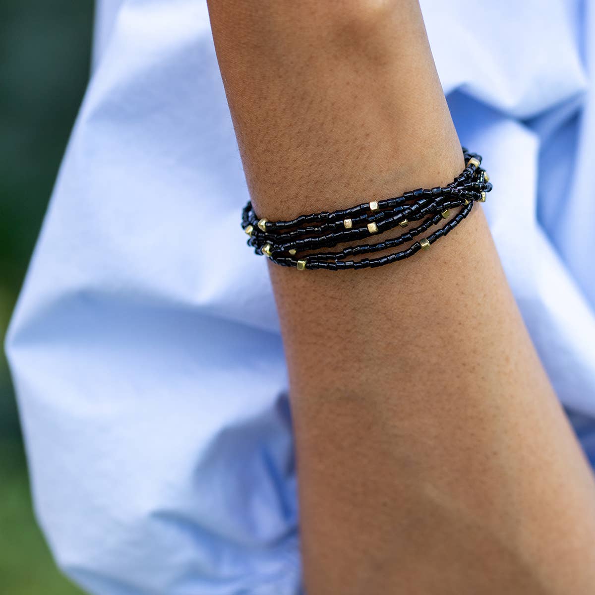 Seedbead Stretchy Bunch Bracelets - Black