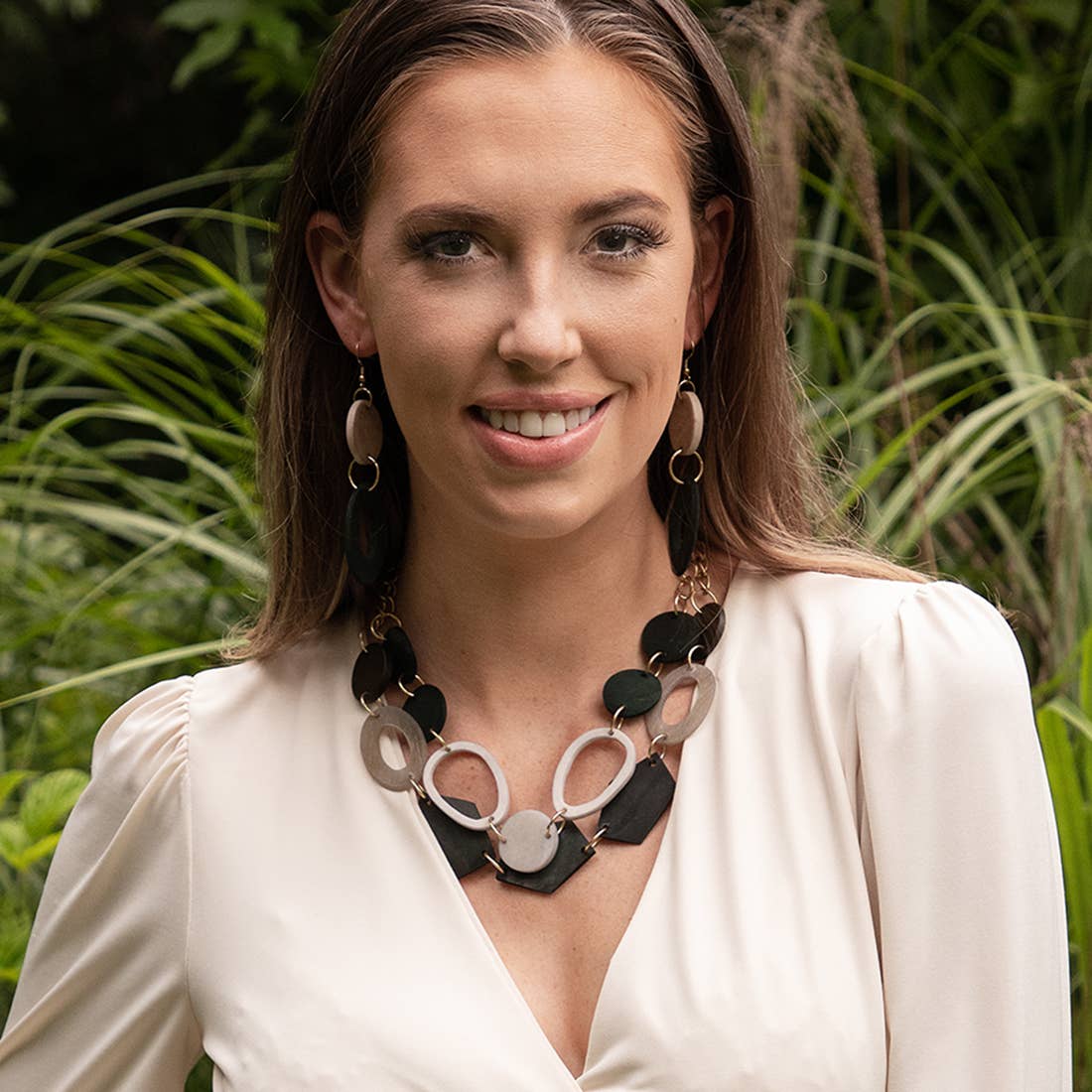Omala Misty Greens Collection - Geometric Bib Necklace