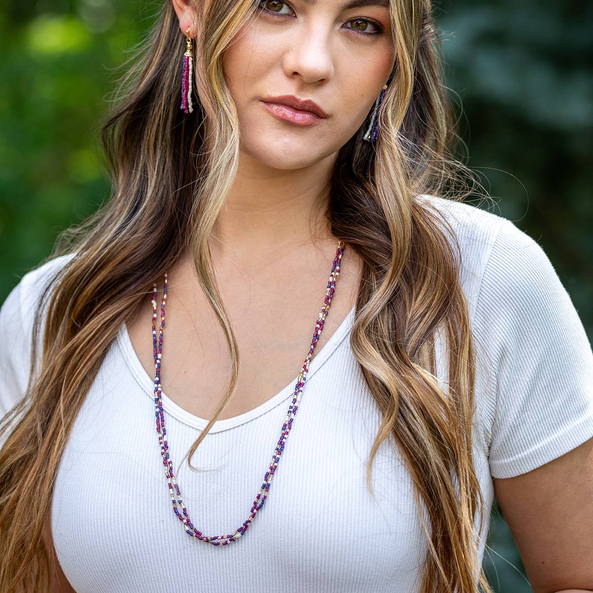 Seed Bead Long Multi-Strand Necklaces- Multiple Color Styles