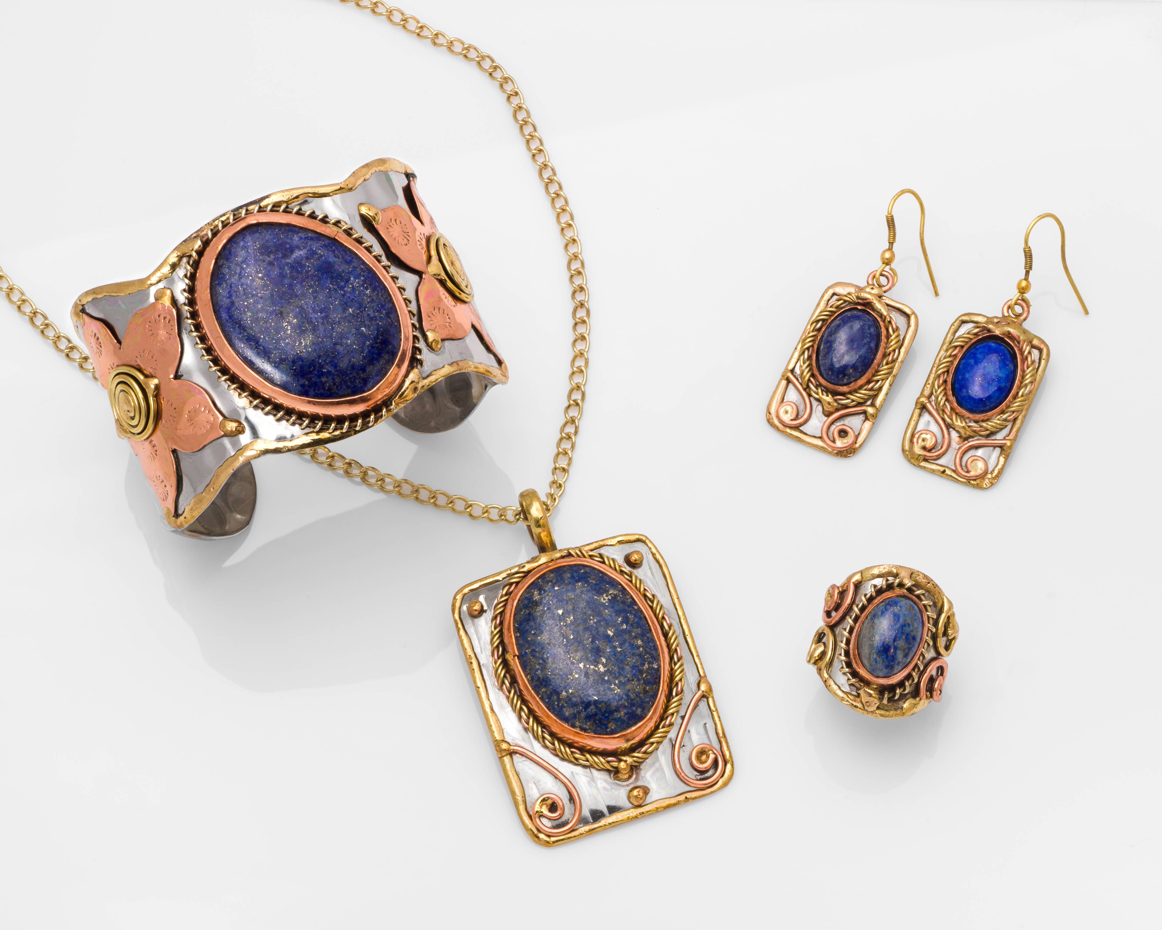 Mixed Metal and Lapis Lazuli Stone Pendant