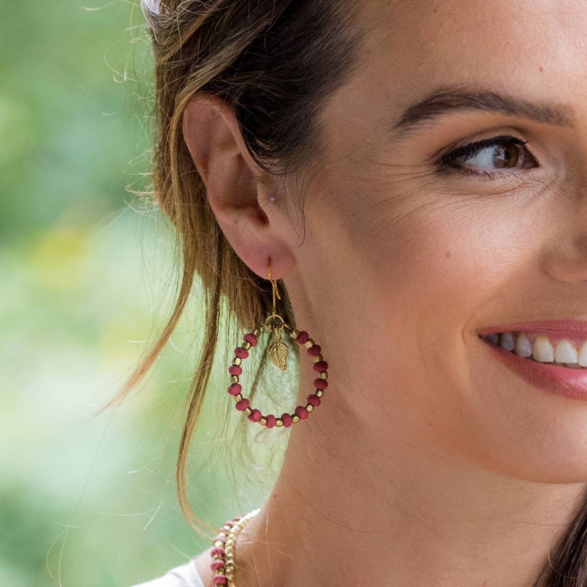 Sachi Mulberry Mix Collection Earrings - Dark Pink Ring