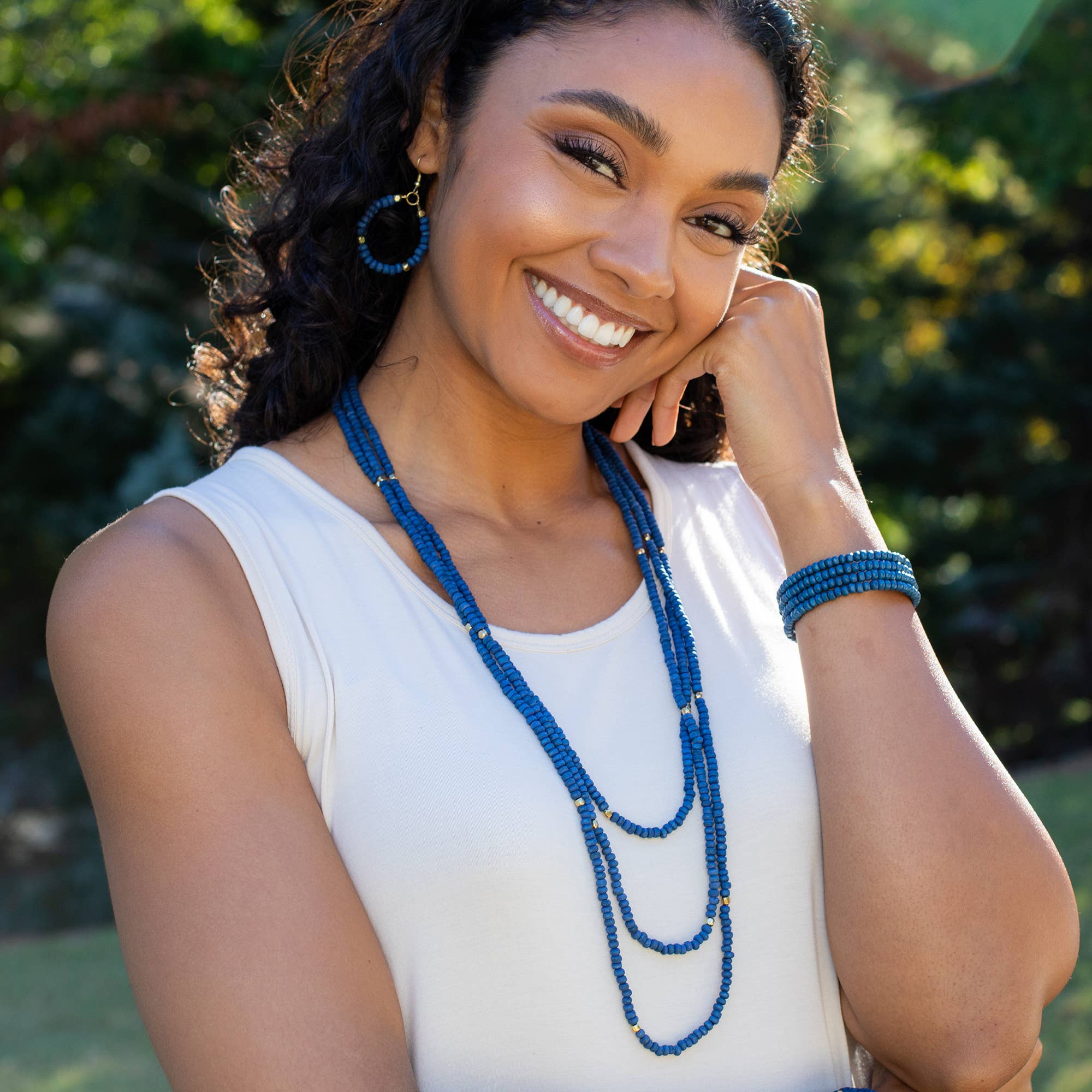 Sachi Chromatic Hues - Royal Blue Long Multi-Strand Necklace
