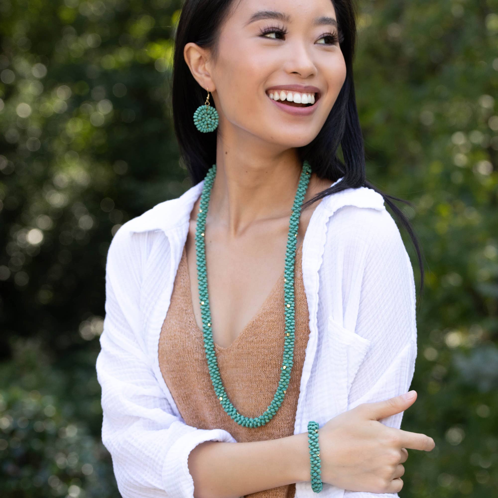 Sachi Chromatic Hues Rope Necklace  - Sea Green