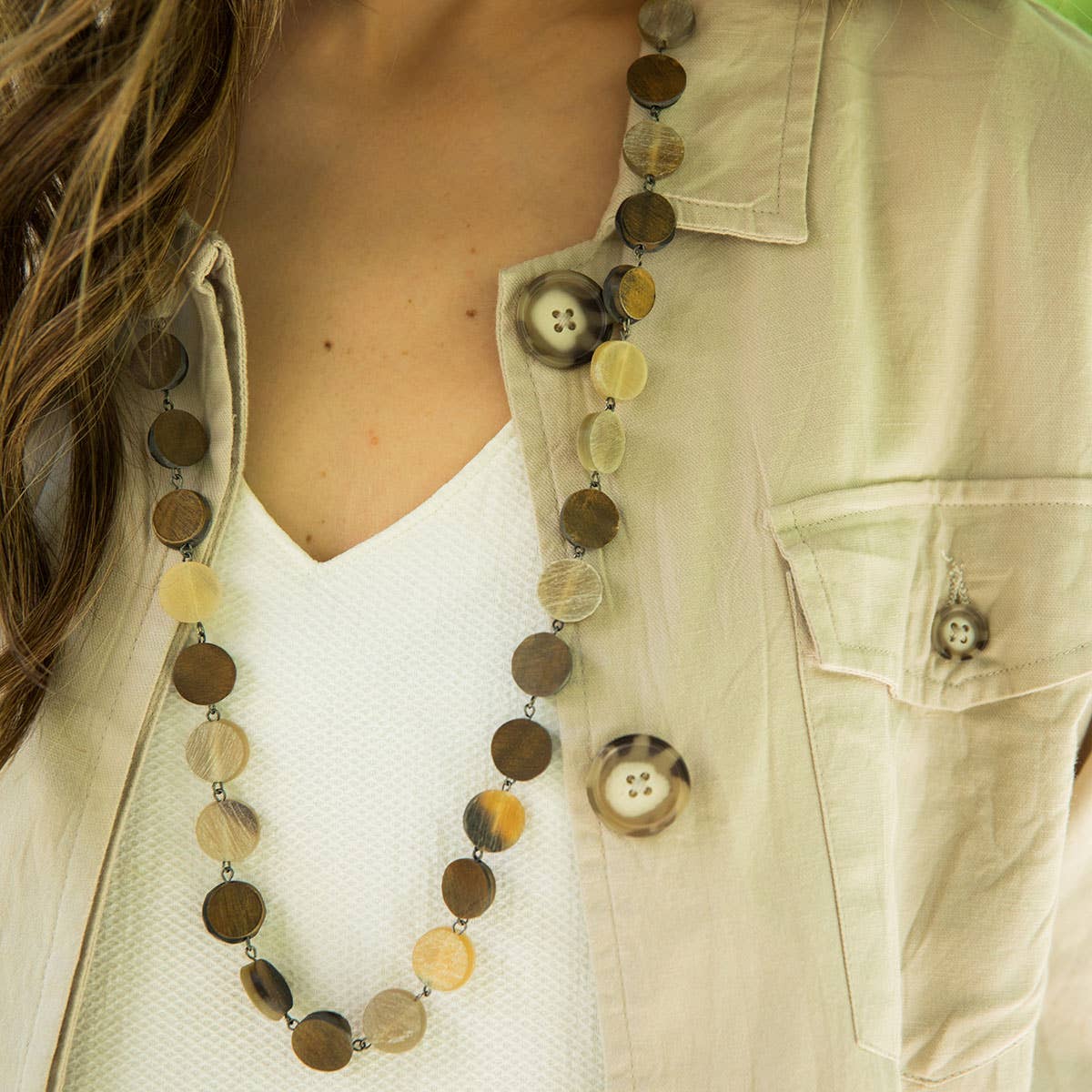 Omala Autumn Neutrals Collection Necklace - Long Round Beads