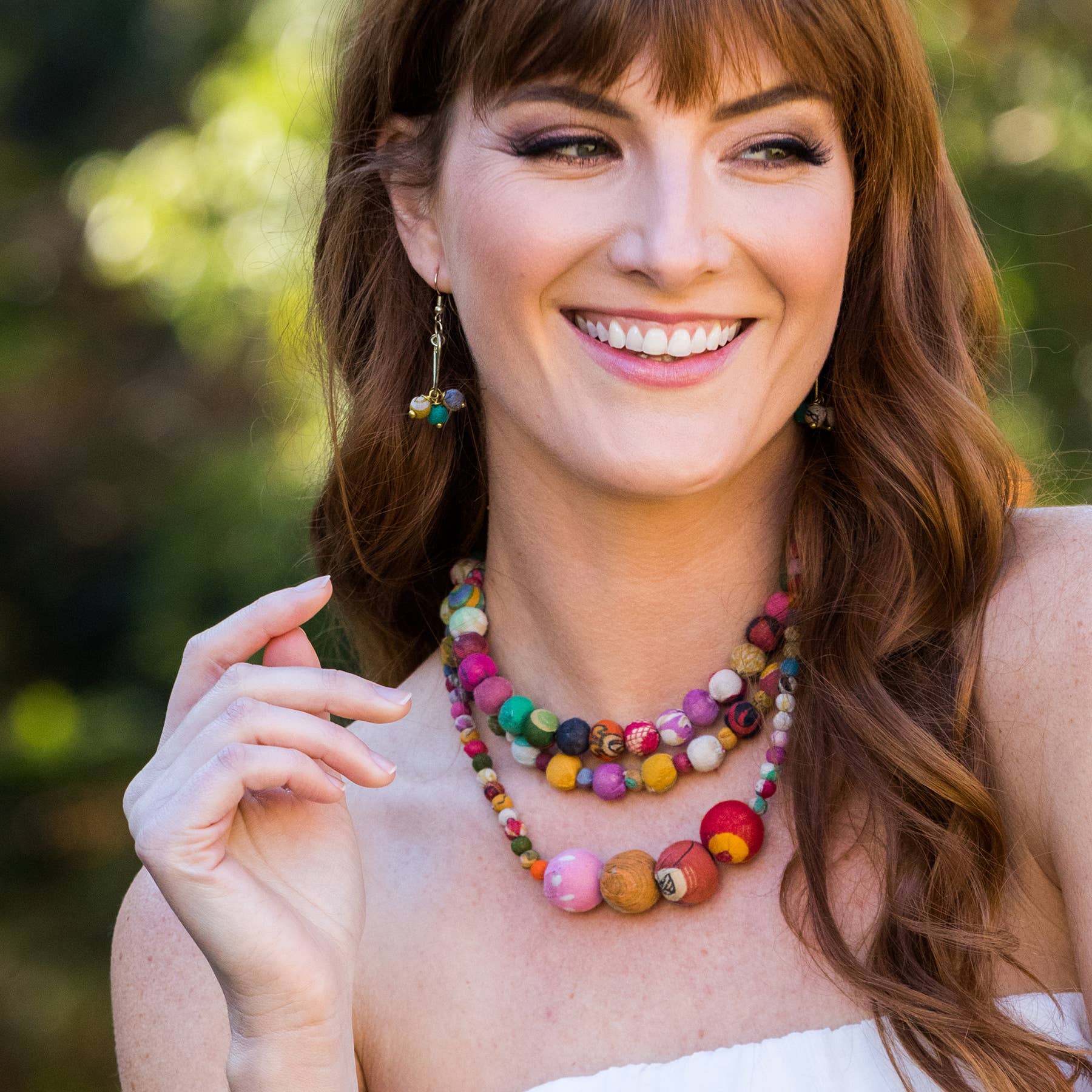 Aasha Strands with Large Beaded Kantha Handcrafted  Necklace