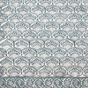 Block Printed Cotton Scarf - Grey Fanned Floral Print